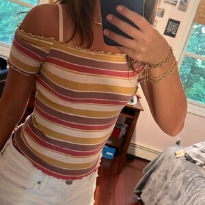colorful off shoulder top
